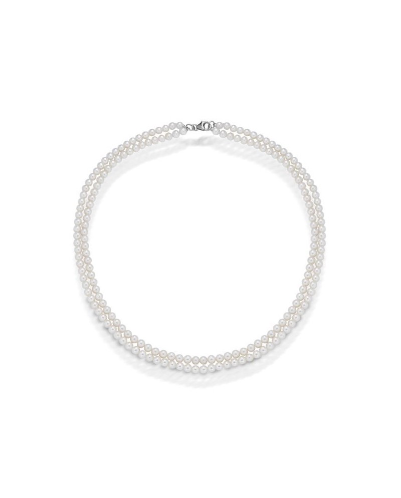 Collana Coscia Le Lune Classic con 2 Fili di Perle e Chiusura in Oro Bianco