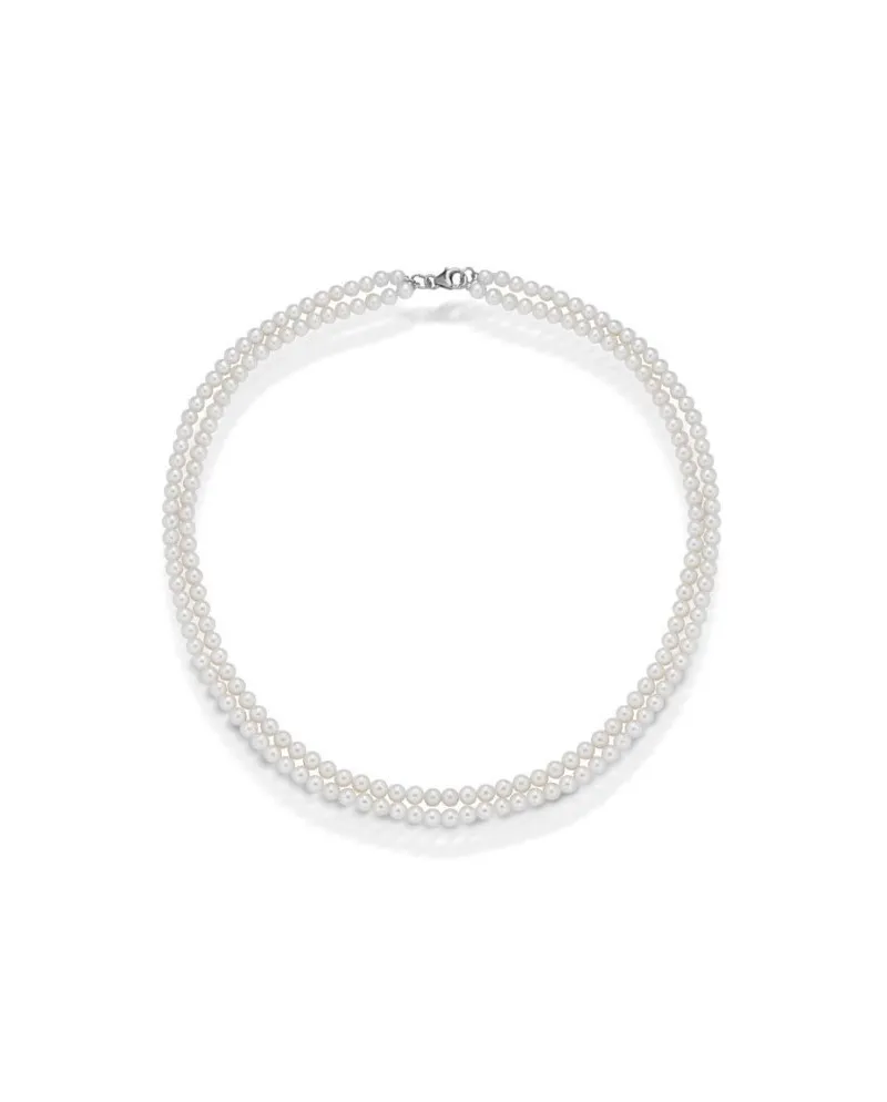 Collana Coscia Le Lune Classic con 2 Fili di Perle e Chiusura in Oro Bianco
