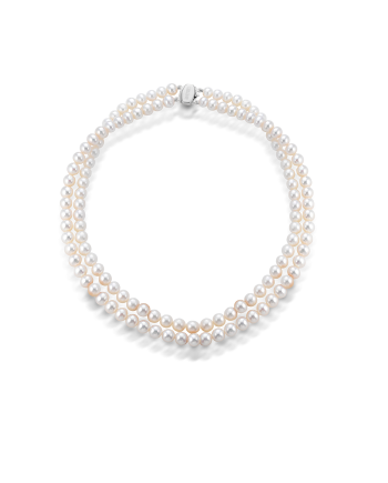 Coscia Le Lune Classic Necklace with 2 Pearl Strands and White Gold Clasp