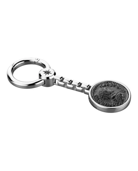 Portachiavi Zancan Cosmopolitan in Argento con Moneta Rodiata in Nero