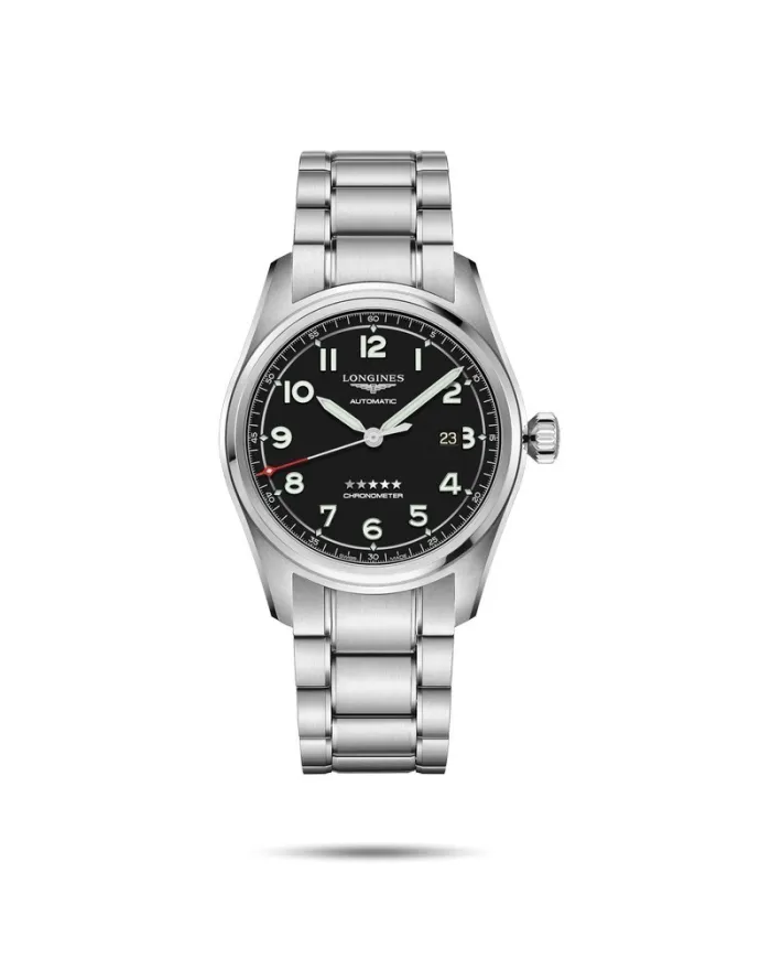 Orologio Longines Spirit con Quadrante Nero e Bracciale in Acciaio