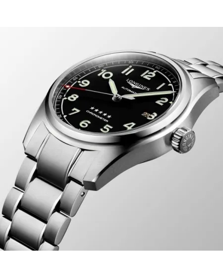 Orologio Longines Spirit con Quadrante Nero e Bracciale in Acciaio