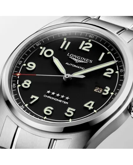 Orologio Longines Spirit con Quadrante Nero e Bracciale in Acciaio