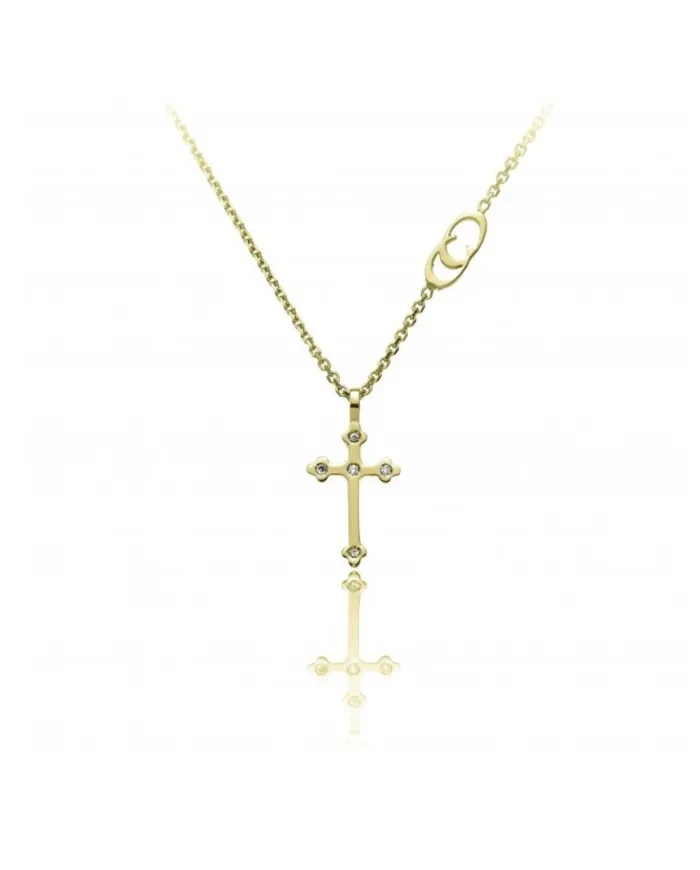 Collier Chimento Tradition en or jaune et diamants, orné d'images sacrées et d'un pendentif.
