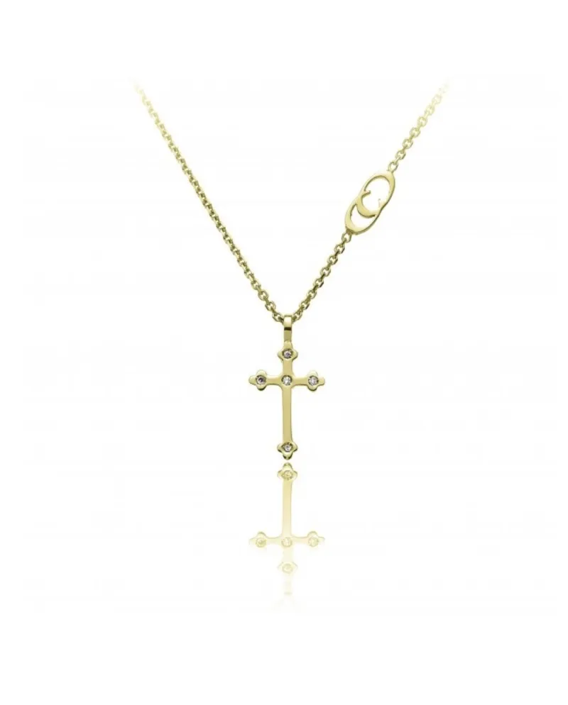 Collier Chimento Tradition en or jaune et diamants, orné d'images sacrées et d'un pendentif.