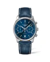 Orologio Cronografo Longines The Master Collection con Quadrante Blu e Cinturino in Pelle