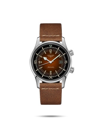 Orologio The Longines Legend Diver Watch con Cinturino in Pelle Marrone