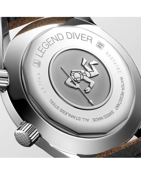 Orologio The Longines Legend Diver Watch con Cinturino in Pelle Marrone