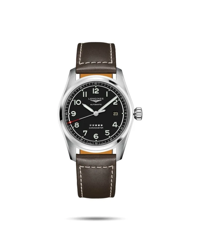 Orologio Longines Spirit con Quadrante Nero e Cinturino in Pelle