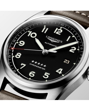 Orologio Longines Spirit con Quadrante Nero e Cinturino in Pelle