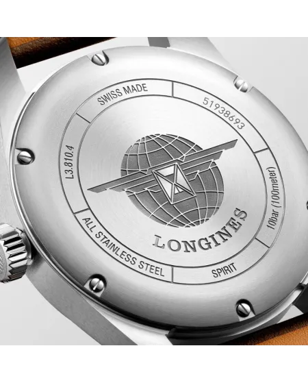 Orologio Longines Spirit con Quadrante Nero e Cinturino in Pelle