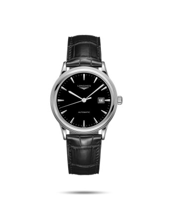 Orologio Longines Flagship con Quadrante Nero e Cinturino in Pelle