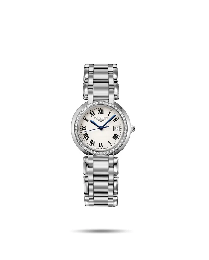 Orologio al Quarzo Longines PrimaLuna con 48 Diamanti e Quadrante Argentato  | Gioielleria Casella | Orologi al quarzo