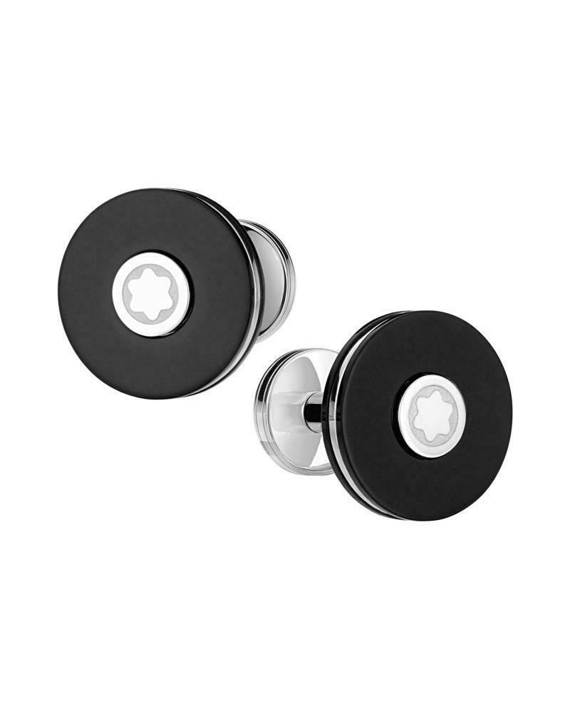 Gemelli Montblanc Pix in Acciaio Resina Nera