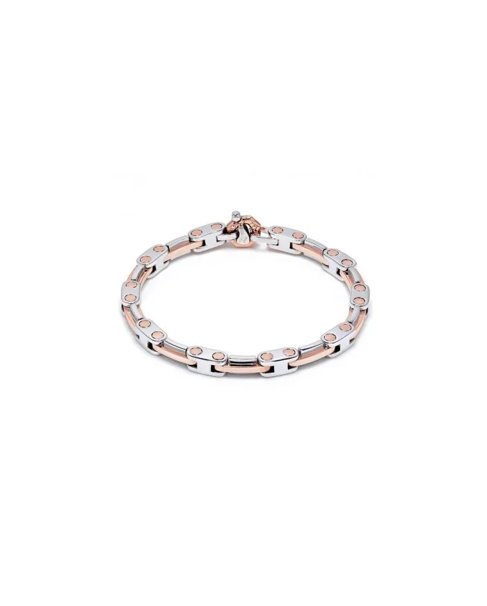 Bracciale da Uomo Barakà in Oro Bianco e Oro Rosa con Diamante