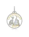 Ciondolo Chantecler Logo Piccolo in Oro Giallo e Bianco con Diamanti e Labradorite