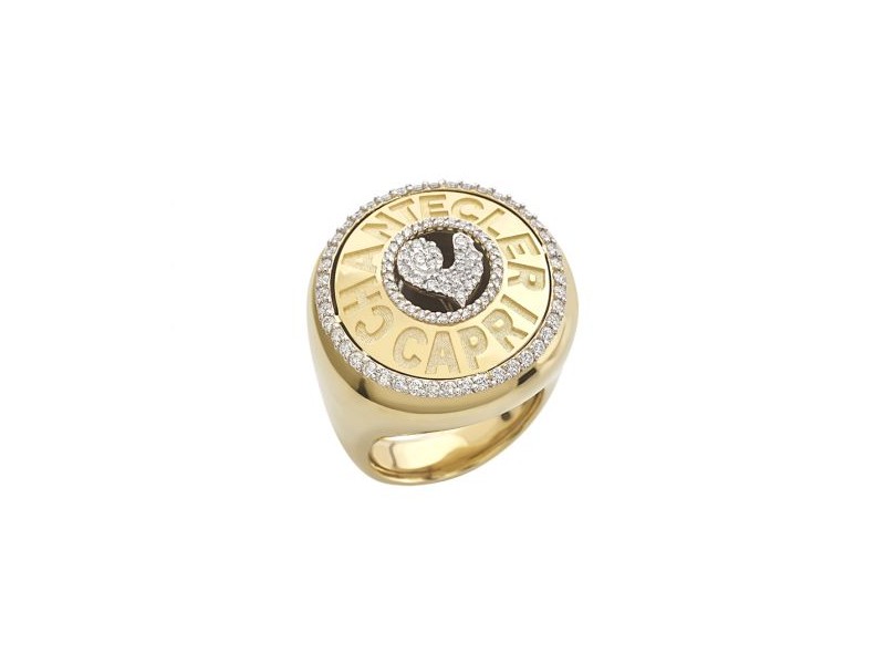 Anello Chantecler Logo in Oro Giallo e Diamanti con Galletto