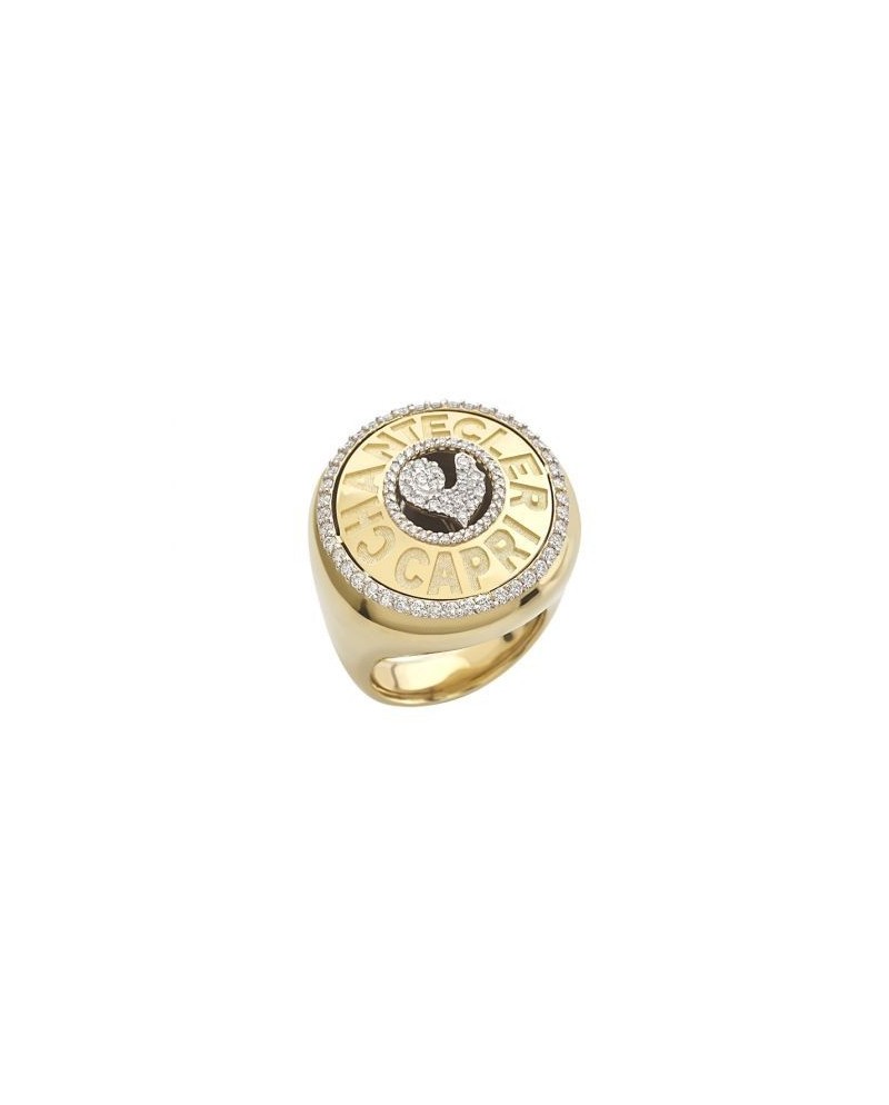 Bague Chantecler en or jaune et diamants avec logo coq
