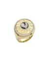 Bague Chantecler en or jaune et diamants avec logo coq
