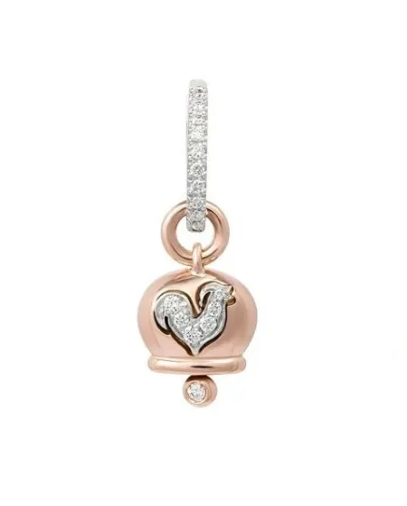 Mono Orecchino Chantecler Campanella Piccolo in Oro Rosa e Oro Bianco con Diamanti Bianchi