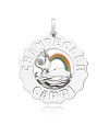 Ciondolo Chantecler Logo Piccolo in Argento con Gallo e Arcobaleno
