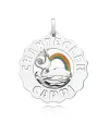 Ciondolo Chantecler Logo Piccolo in Argento con Gallo e Arcobaleno