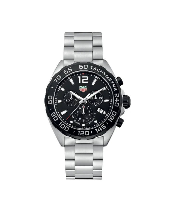 Cronografo Tag Heuer Formula 1 con Quadrante Nero e Bracciale in Acciaio