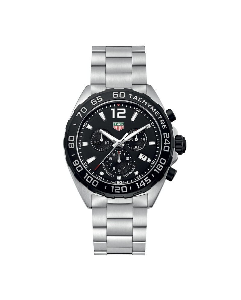 Cronografo Tag Heuer Formula 1 con Quadrante Nero e Bracciale in Acciaio
