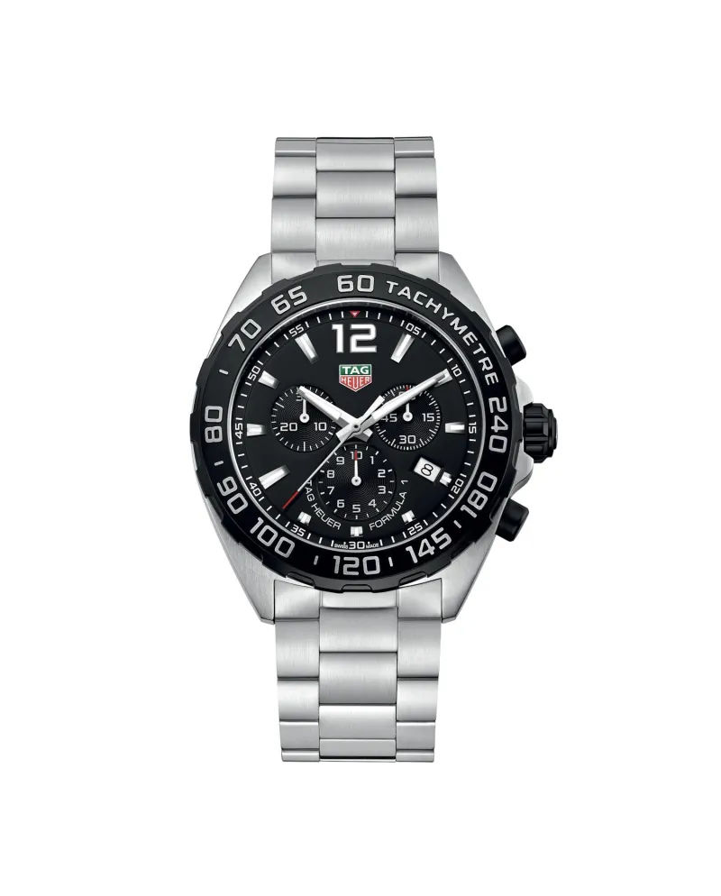 Cronografo Tag Heuer Formula 1 con Quadrante Nero e Bracciale in Acciaio