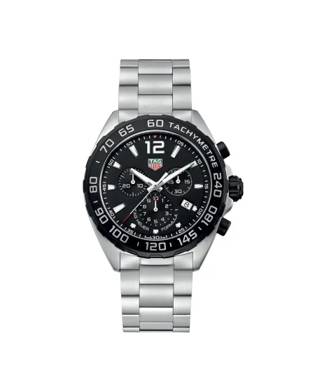 Cronografo Tag Heuer Formula 1 con Quadrante Nero e Bracciale in Acciaio