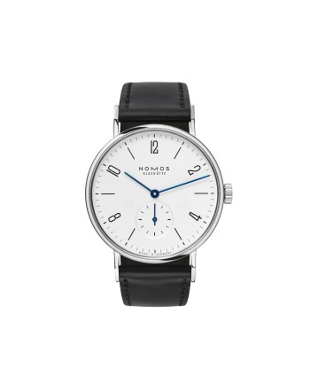 Orologio Nomos Glashütte Tangente 35 con Quadrante Argento e Cinturino in Pelle Nero