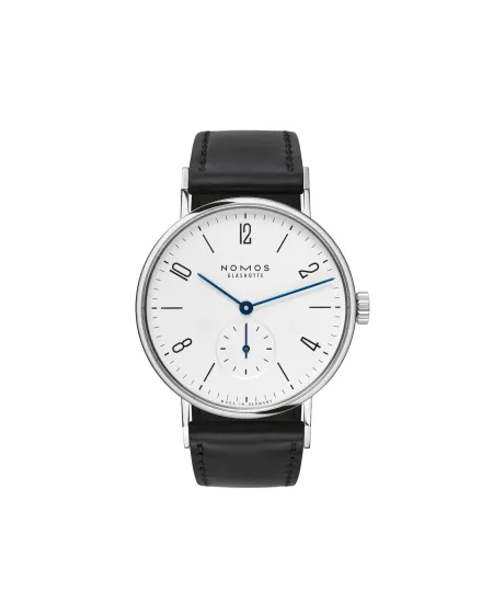 Orologio Nomos Glashütte Tangente 35 con Quadrante Argento e Cinturino in Pelle Nero