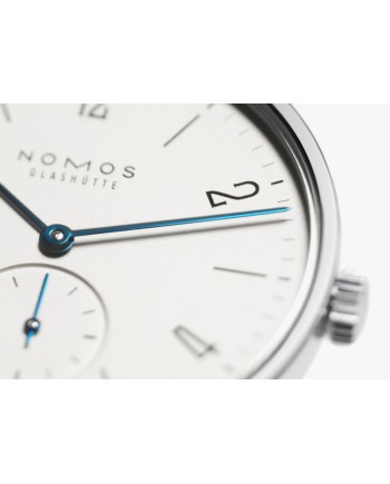 Orologio Nomos Glashütte Tangente 35 con Quadrante Argento e Cinturino in Pelle Nero