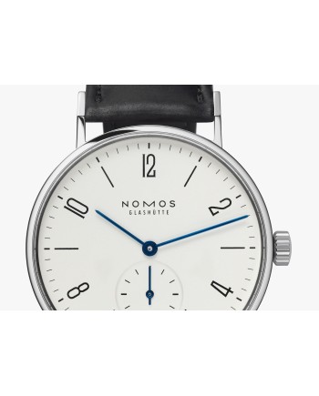 Orologio Nomos Glashütte Tangente 35 con Quadrante Argento e Cinturino in Pelle Nero
