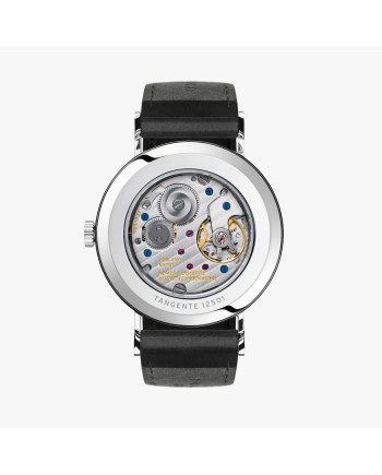 Orologio Nomos Glashütte Tangente 38 Datario con Quadrante Argento e Cinturino in Pelle Nero