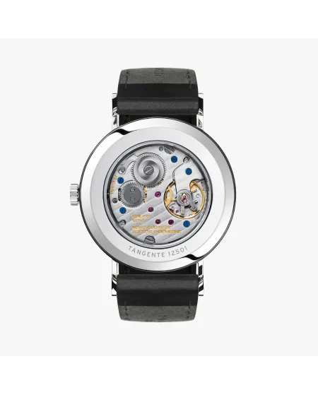 Orologio Nomos Glashütte Tangente 38 Datario con Quadrante Argento e Cinturino in Pelle Nero