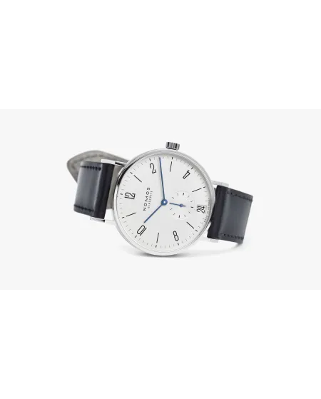 Orologio Nomos Glashütte Tangente 38 Datario con Quadrante Argento e Cinturino in Pelle Nero