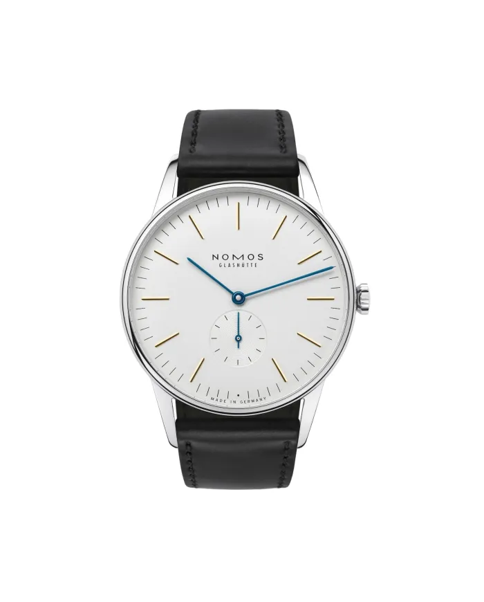 Orologio Nomos Glashütte Orion 38 Bianco con Cinturino Nero