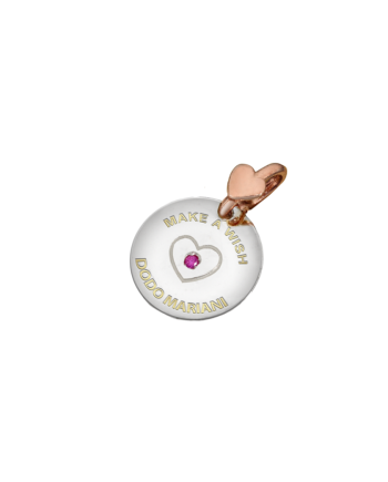 Ciondolo Dodo Mariani Cuore in Argento e Oro con Zaffiro Rosa