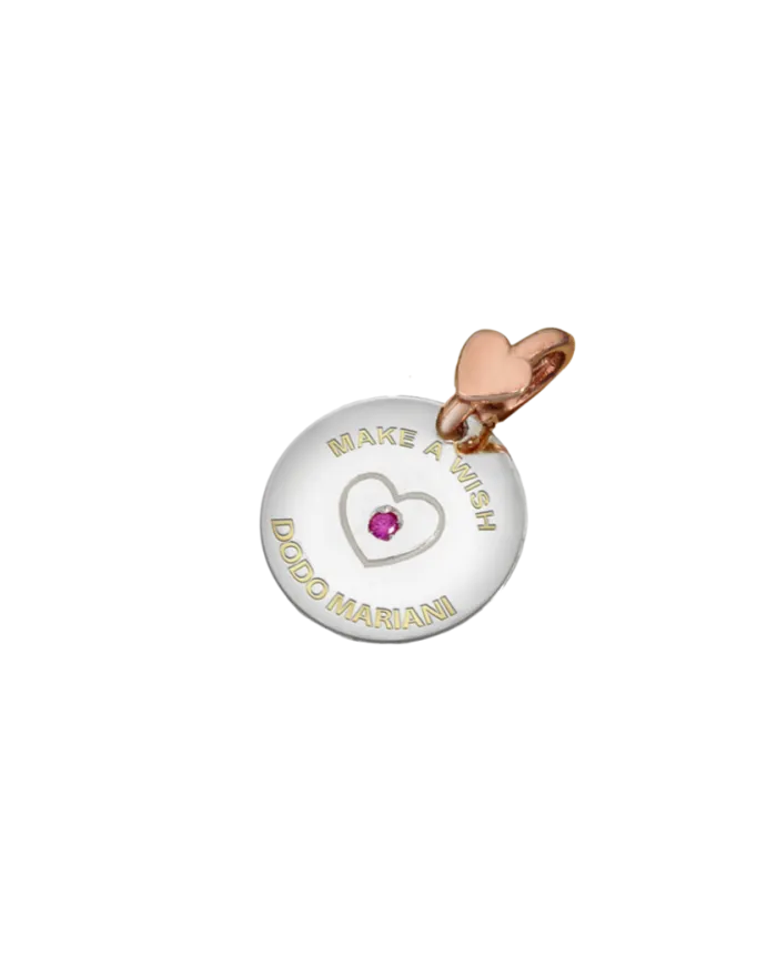 Ciondolo Dodo Mariani Cuore in Argento e Oro con Zaffiro Rosa