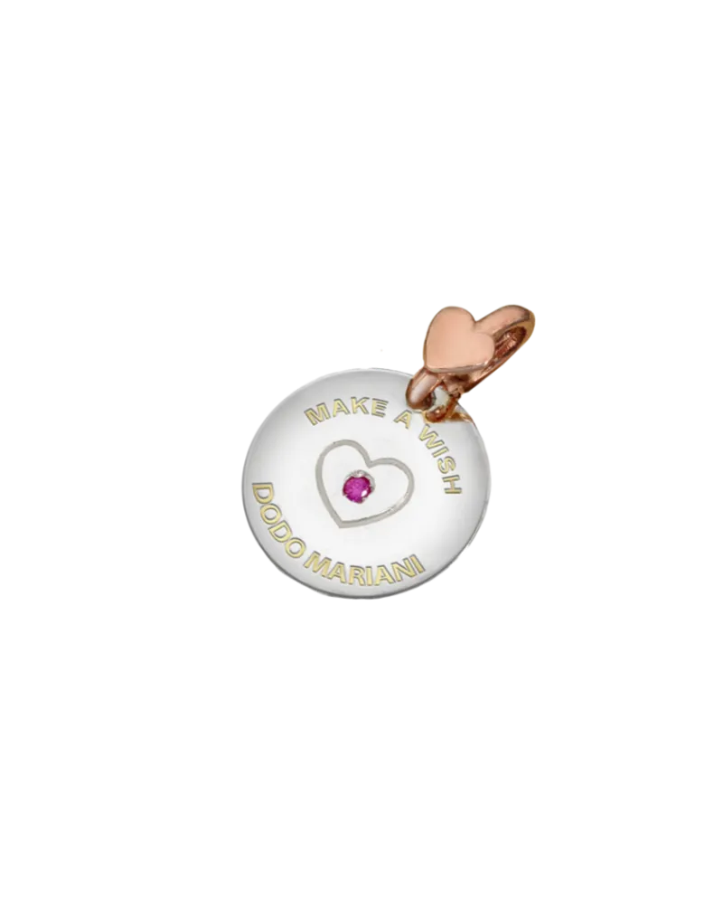 Ciondolo Dodo Mariani Cuore in Argento e Oro con Zaffiro Rosa