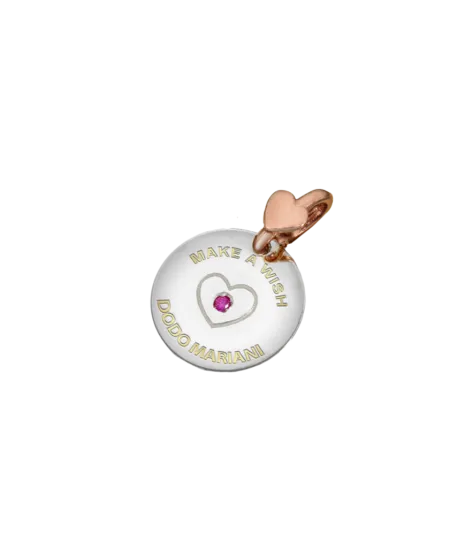 Ciondolo Dodo Mariani Cuore in Argento e Oro con Zaffiro Rosa
