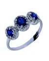 Recarlo Trilogy Ring in White Gold, Diamonds, and Blue Sapphires