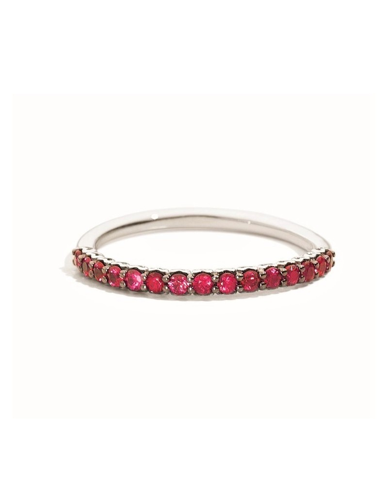 Recarlo Anniversary Band Ring in White Gold and Rubies