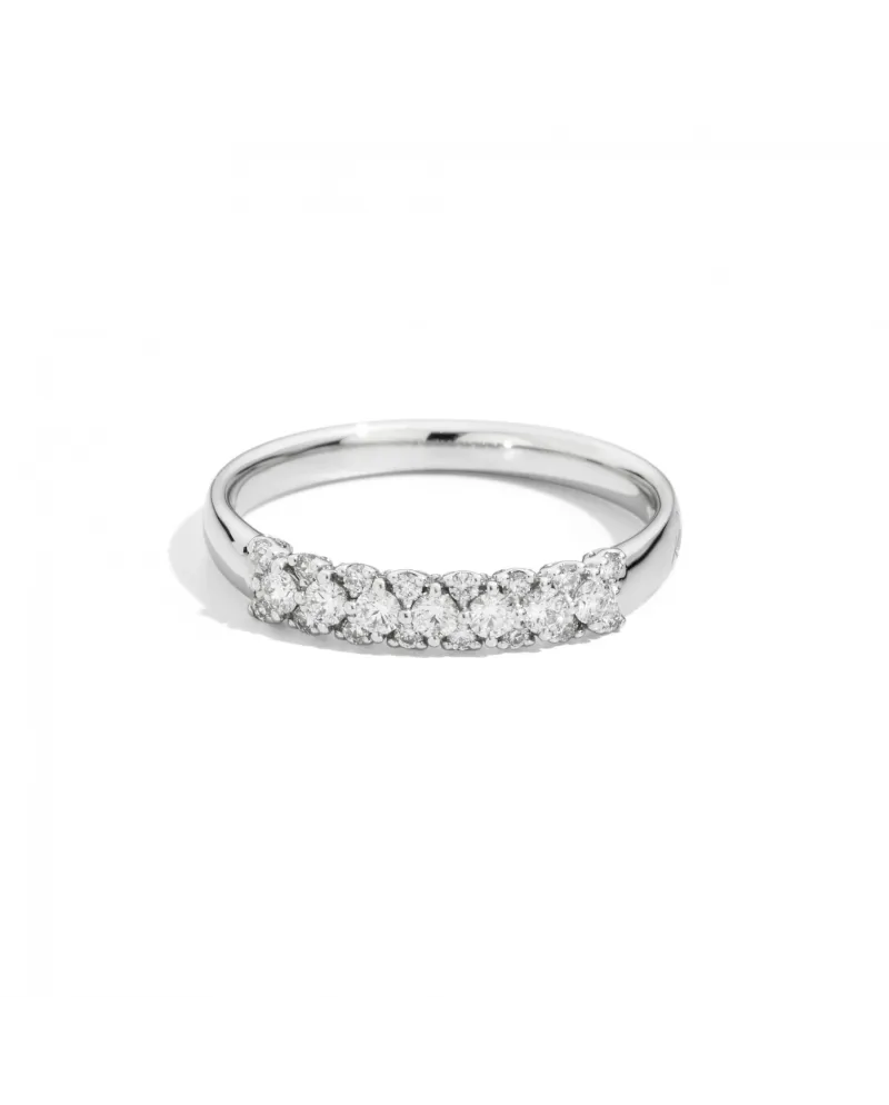 Bague anniversaire Recarlo en or blanc sertie de diamants pavés