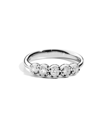 Recarlo Face Round 5 Stone Band Ring in White Gold and Diamonds