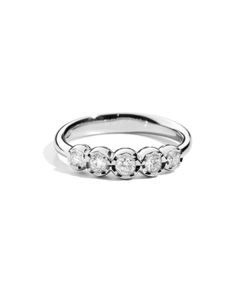 Recarlo Face Round 5 Stone Band Ring in White Gold and Diamonds