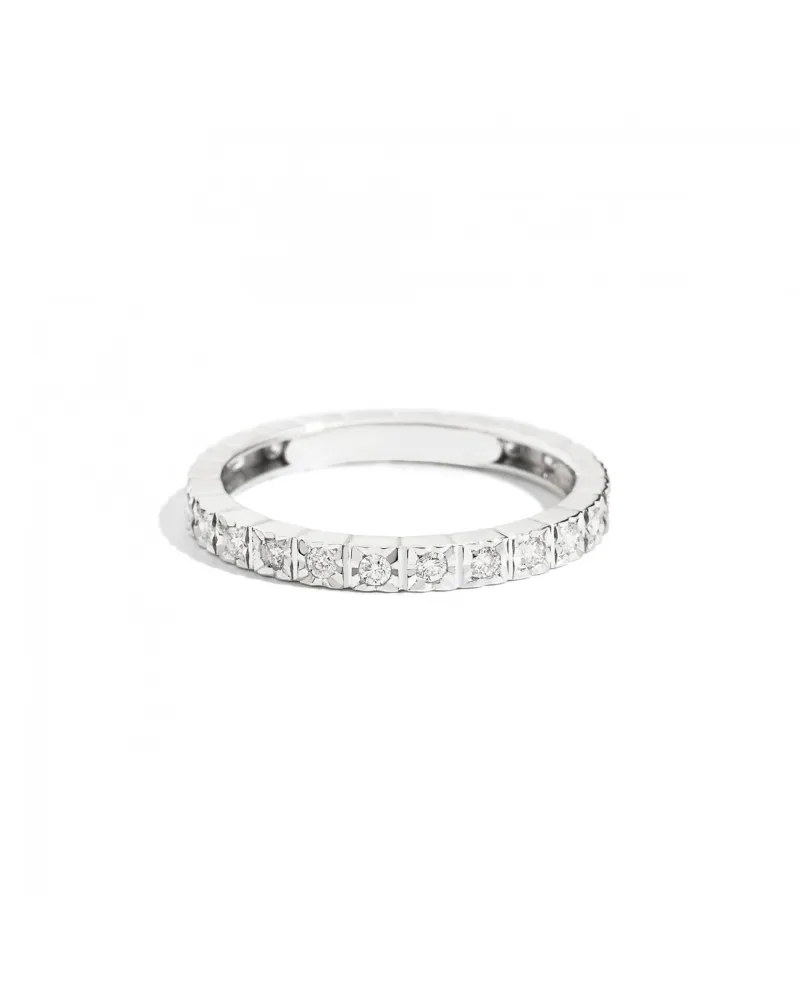 Anello Veretta Recarlo Face Cube in Oro Bianco con Diamanti