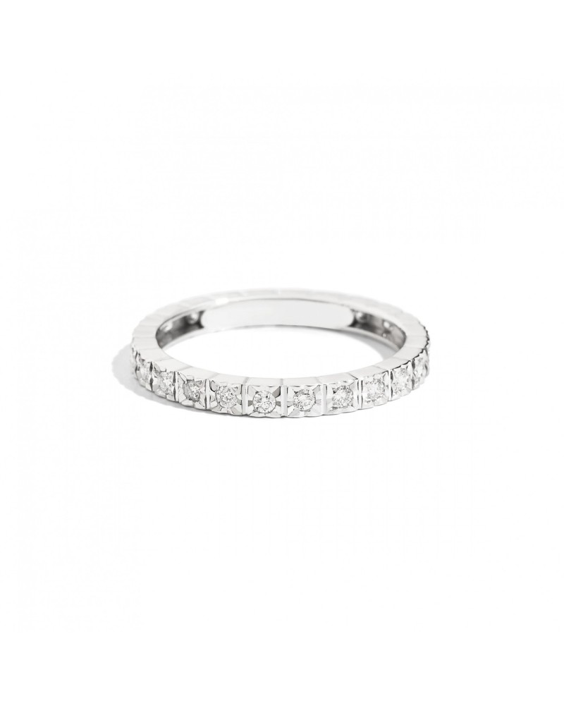 Recarlo Face Cube Eternity Ring in White Gold with Diamonds
