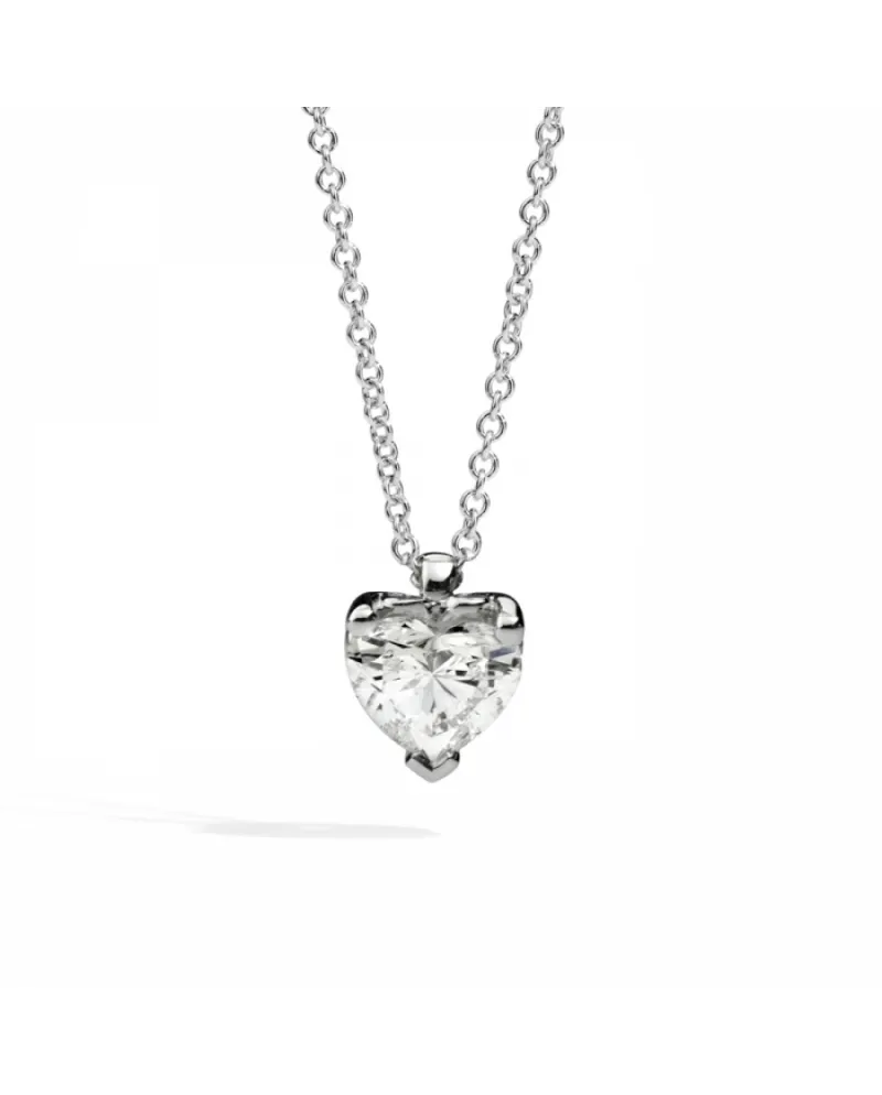 Girocollo Punto Luce Recarlo Anniversary Love in Oro Bianco con Diamante a Cuore